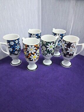 Vintage Royal Crown Arnart SmugMugs Star Flower by Tina #3891 Set of 6 MCM